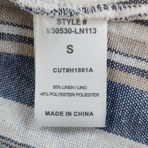 Have Blue and Tan Linen Blazer Size Small Women's Linen Stripe Open Blazer