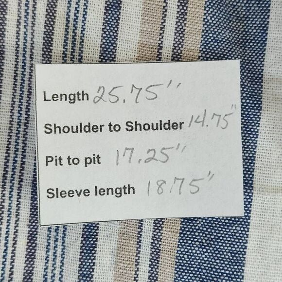 Have Blue and Tan Linen Blazer Size Small Women's Linen Stripe Open Blazer