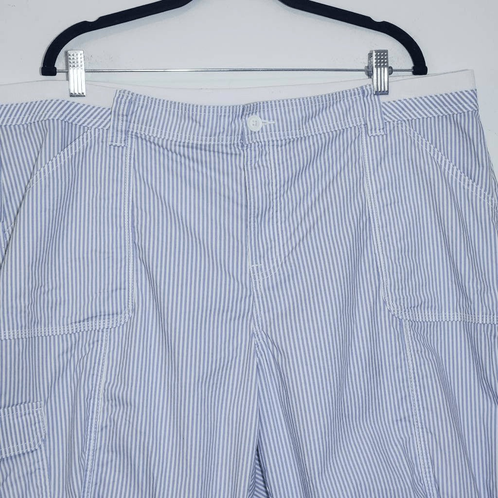 St. John's Bay Blue and White Stripe Shorts Size 22W Preppy Blue Cargo Shorts
