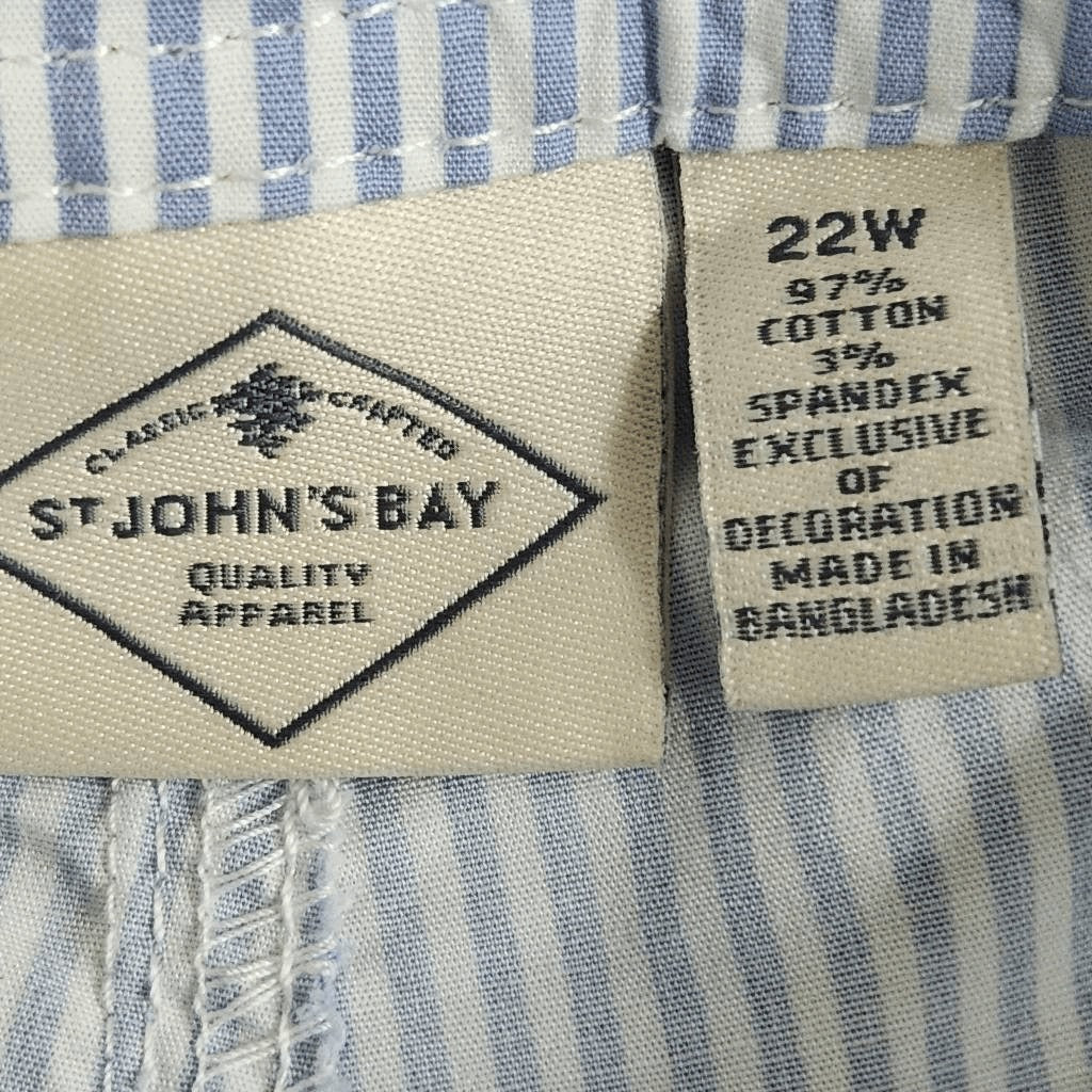 St. John's Bay Blue and White Stripe Shorts Size 22W Preppy Blue Cargo Shorts