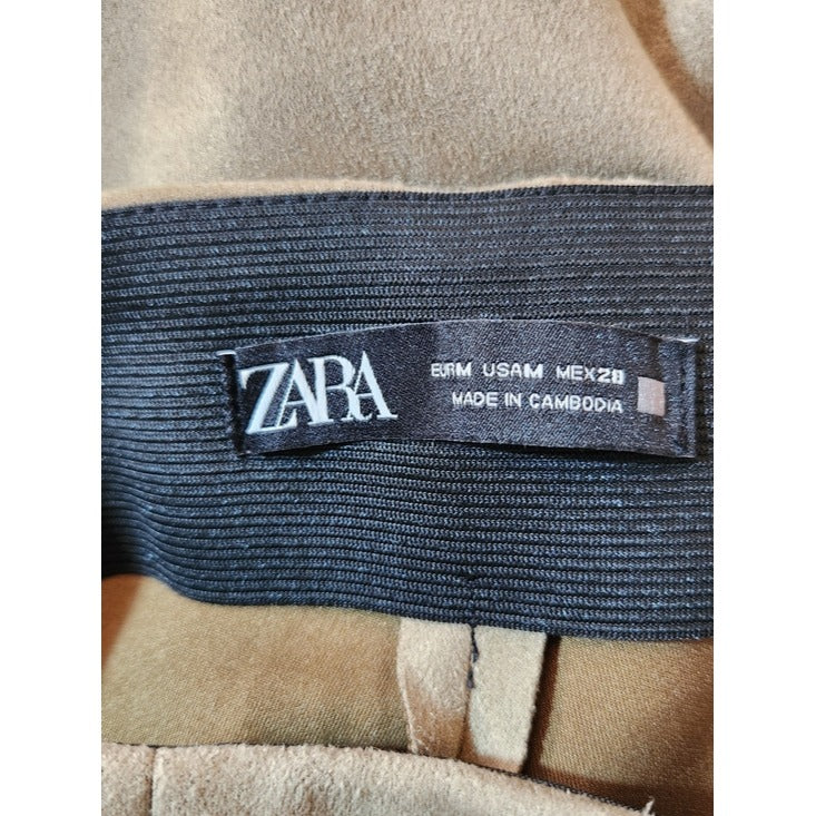 Zara Brown Faux Suede Skinny Ankle Pants Size Medium