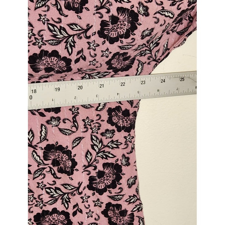 Adrienne Vittadini Dolman Sleeve Purple and Black Floral Print Blouse Size Large