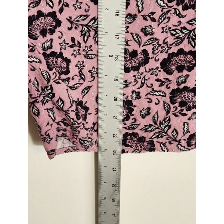 Adrienne Vittadini Dolman Sleeve Purple and Black Floral Print Blouse Size Large