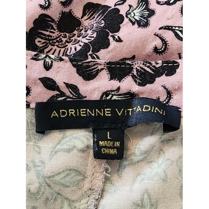 Adrienne Vittadini Dolman Sleeve Purple and Black Floral Print Blouse Size Large