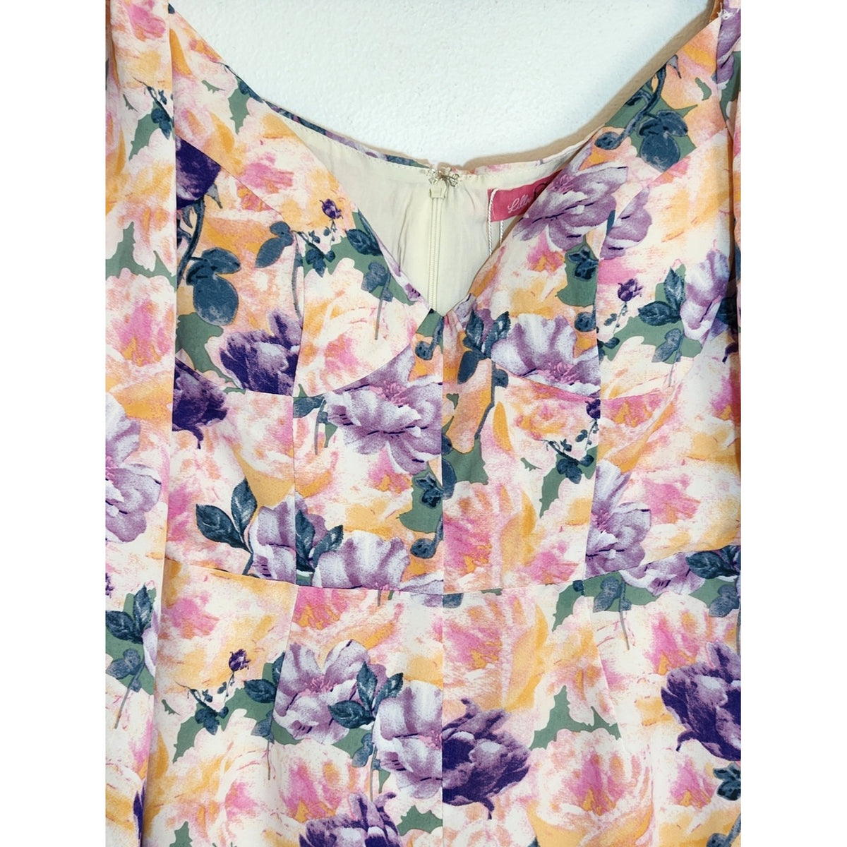 Lilly's Kloset Pink Multicolor Floral Long Sleeve Ruffle Romper Size Large NWT