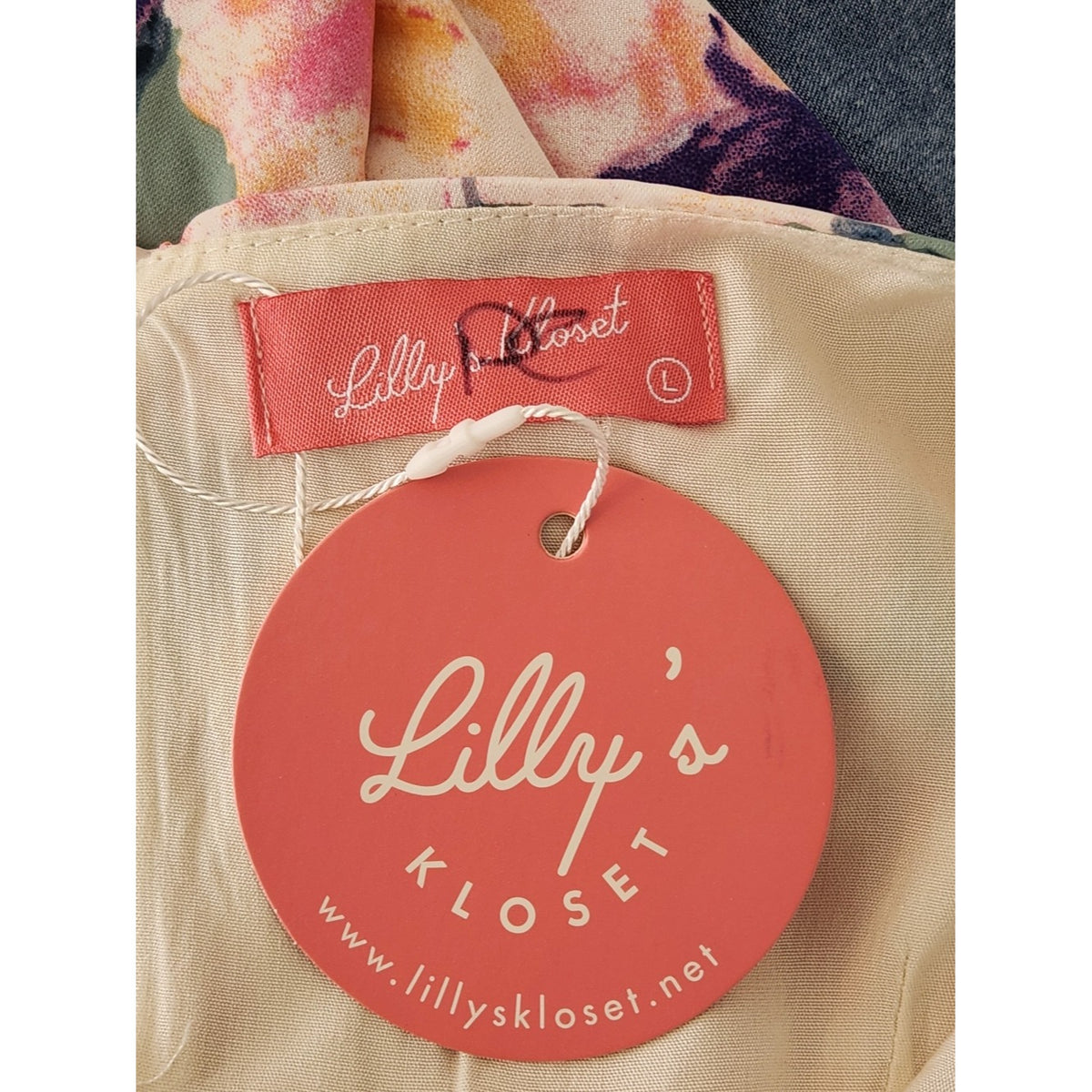 Lilly's Kloset Pink Multicolor Floral Long Sleeve Ruffle Romper Size Large NWT