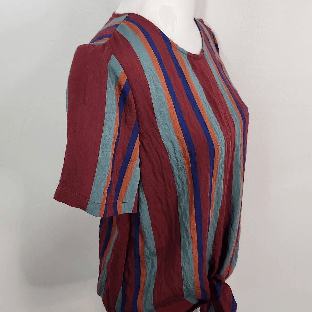 Madewell Multi-Color Stripe Crinkle Blouse with Button-Up Back Size XS