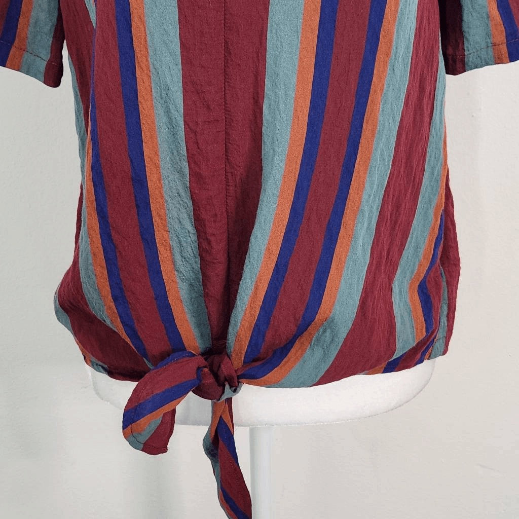 Madewell Multi-Color Stripe Crinkle Blouse with Button-Up Back Size XS