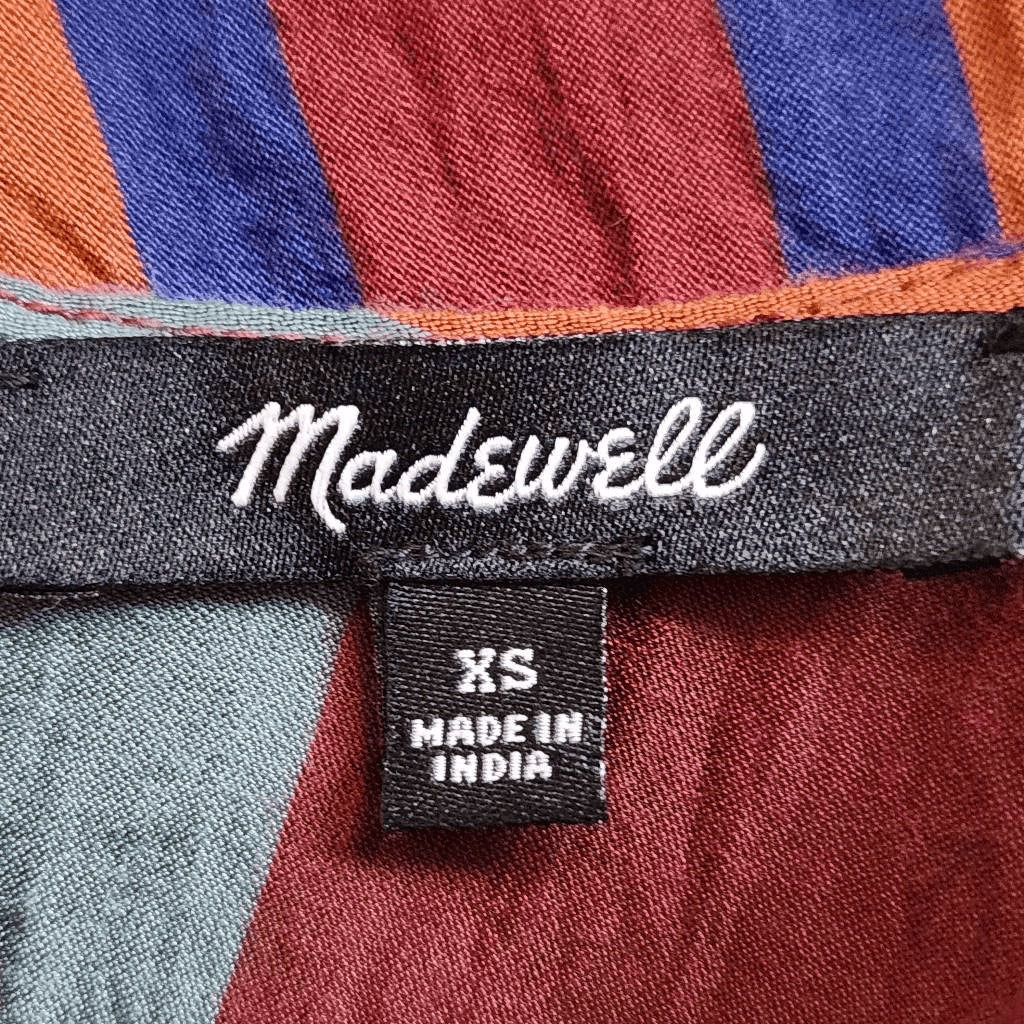 Madewell Multi-Color Stripe Crinkle Blouse with Button-Up Back Size XS