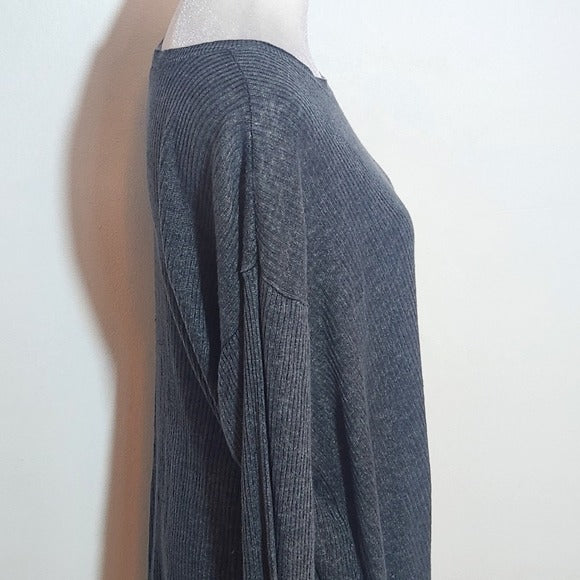 Eileen Fisher Gray Ribbed Knit Linen Tunic Size Medium
