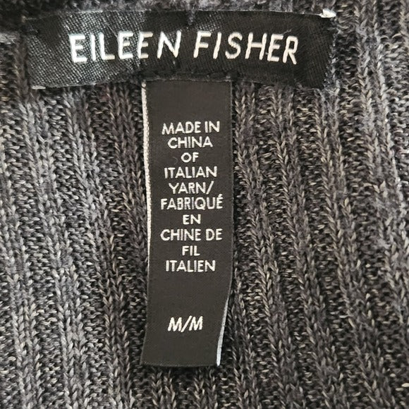 Eileen Fisher Gray Ribbed Knit Linen Tunic Size Medium