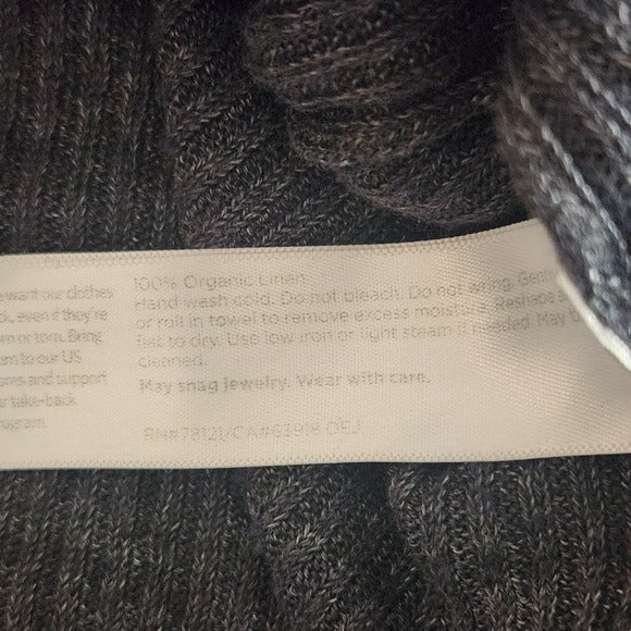 Eileen Fisher Gray Ribbed Knit Linen Tunic Size Medium