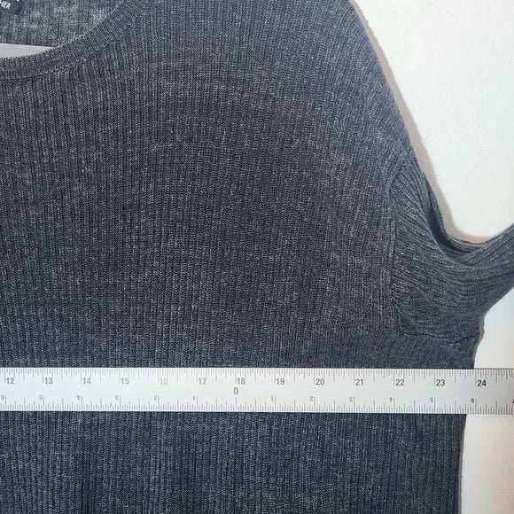 Eileen Fisher Gray Ribbed Knit Linen Tunic Size Medium