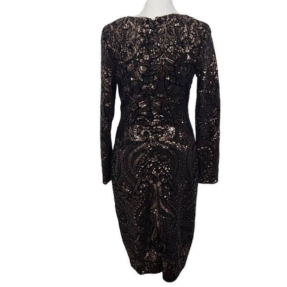 Betsy & Adam Sequin Sheath Dress NWT Size 4 Formal Black Sequin Party Dress