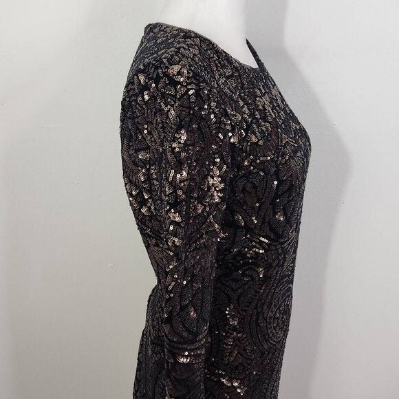 Betsy & Adam Sequin Sheath Dress NWT Size 4 Formal Black Sequin Party Dress