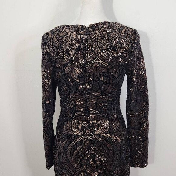 Betsy & Adam Sequin Sheath Dress NWT Size 4 Formal Black Sequin Party Dress
