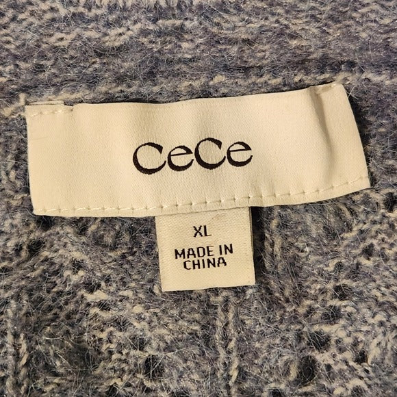 CeCe Blue Pointelle Fuzzy Sweater Size XL NWT