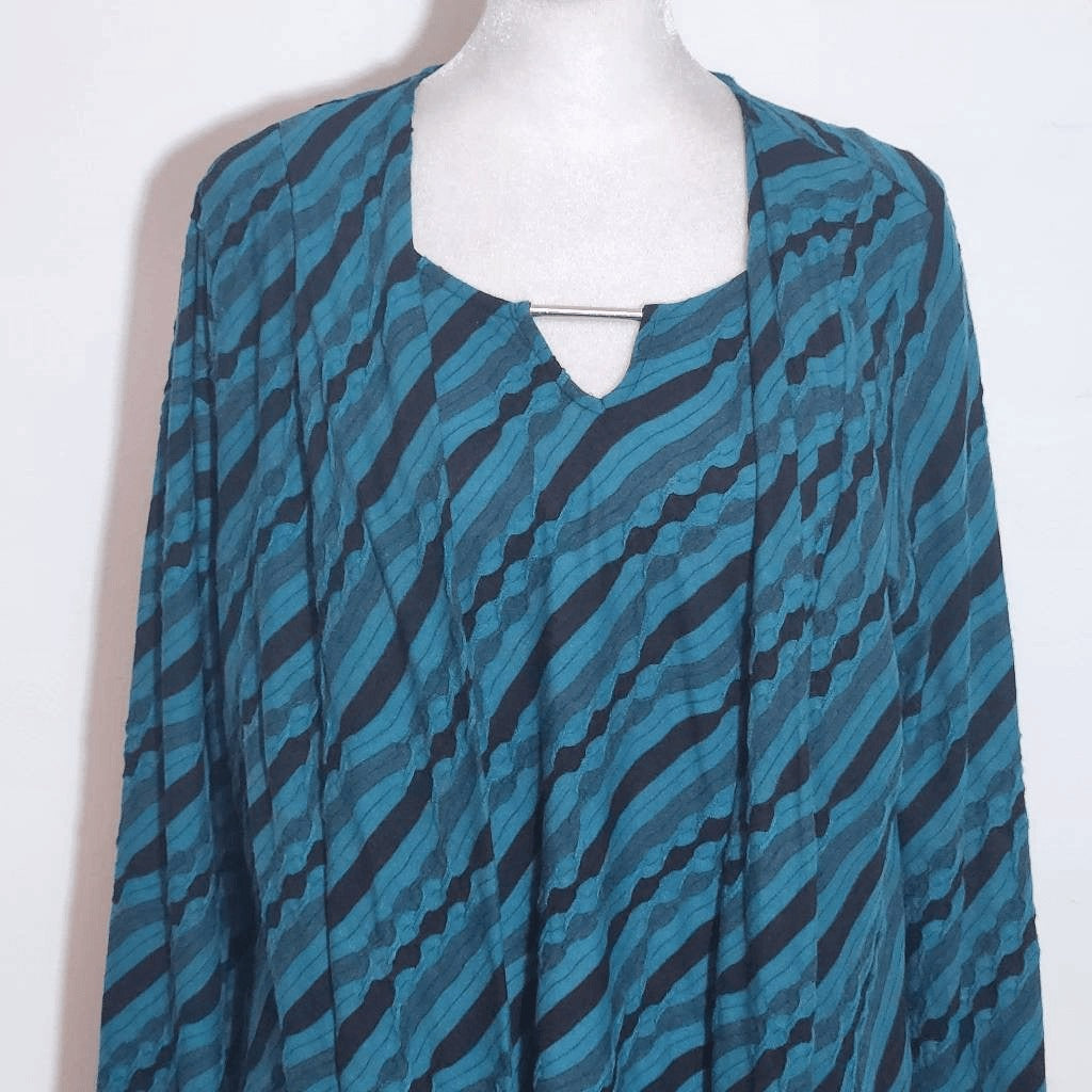 Dana Buchman Teal Green and Black Cardigan with Matching Tee Size Medium