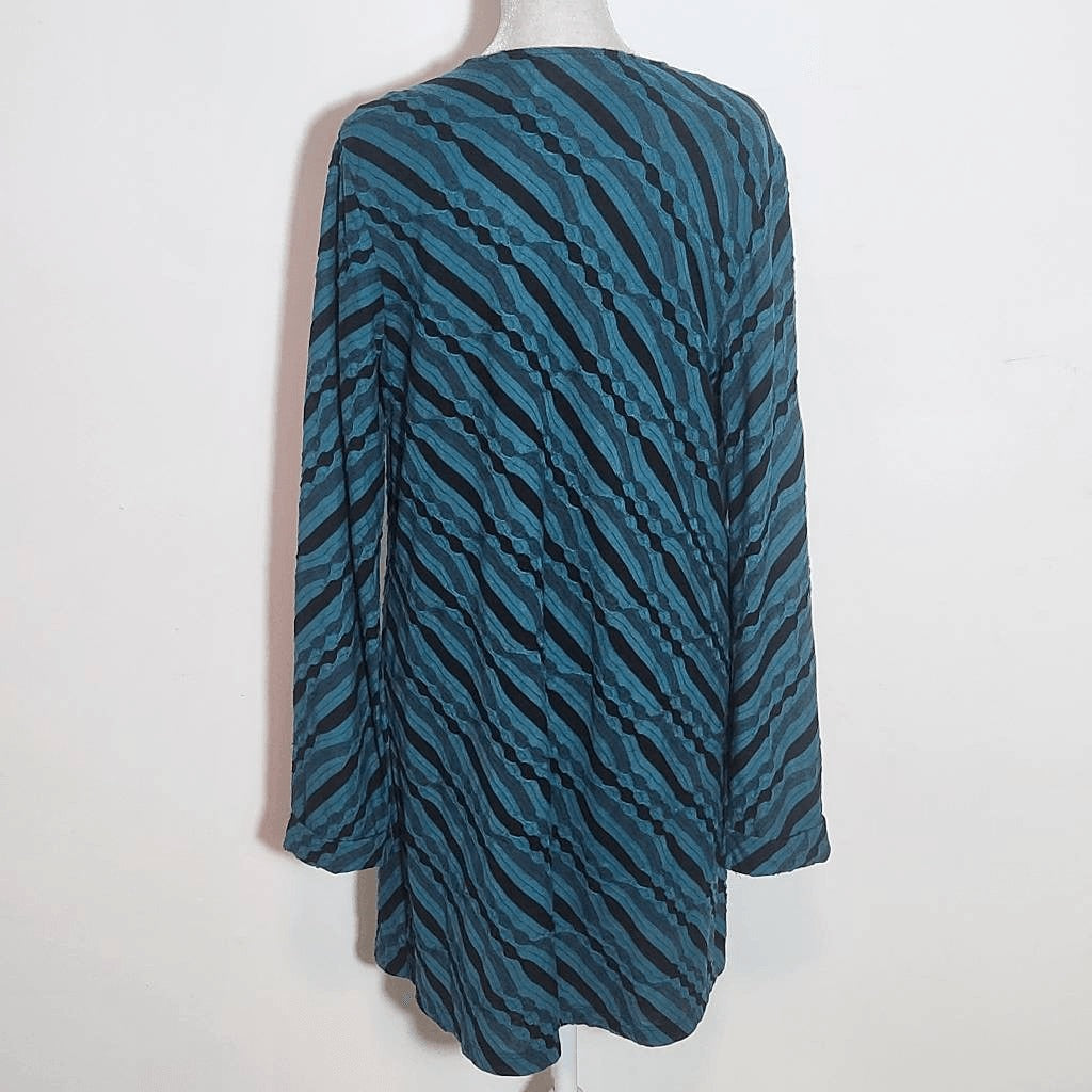 Dana Buchman Teal Green and Black Cardigan with Matching Tee Size Medium