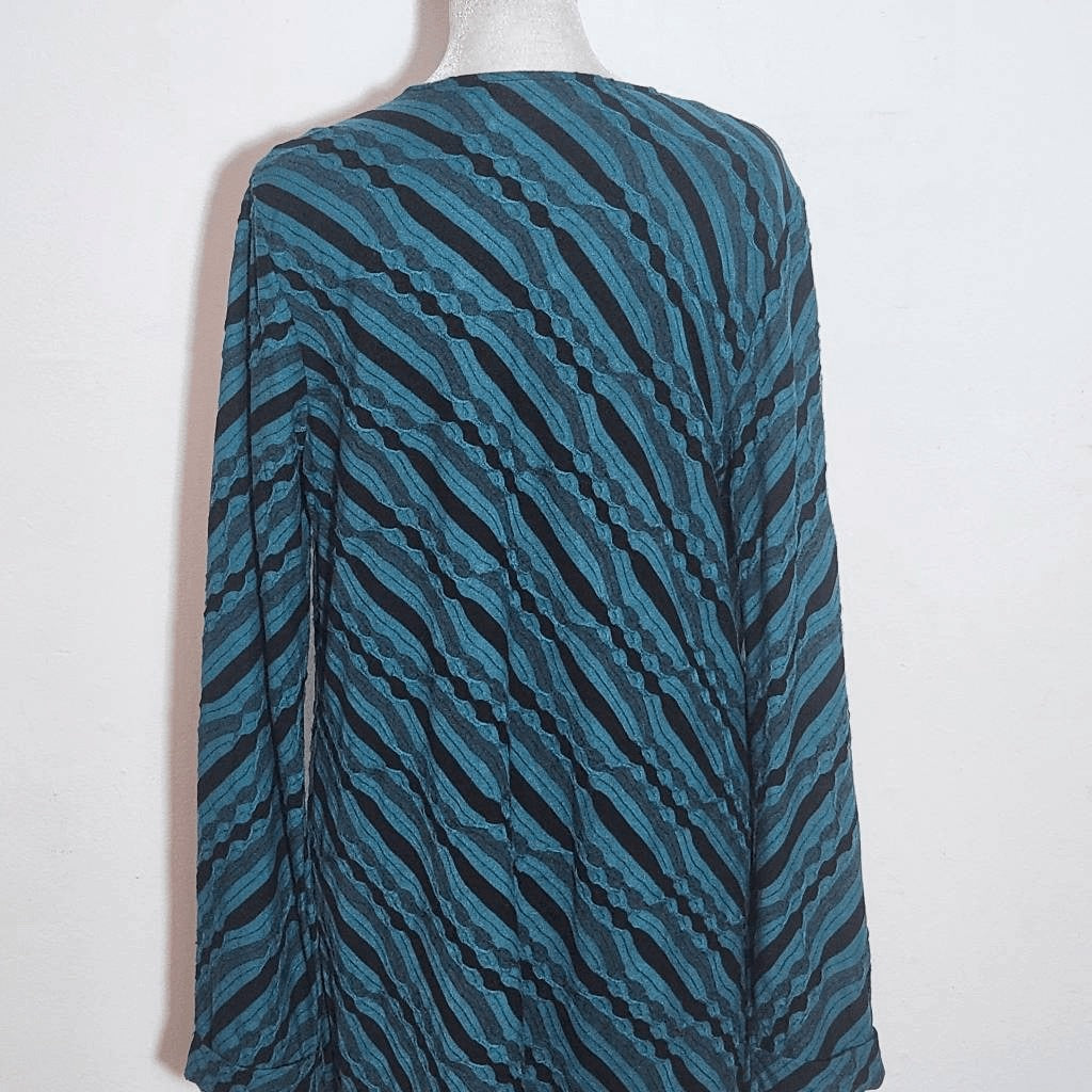 Dana Buchman Teal Green and Black Cardigan with Matching Tee Size Medium