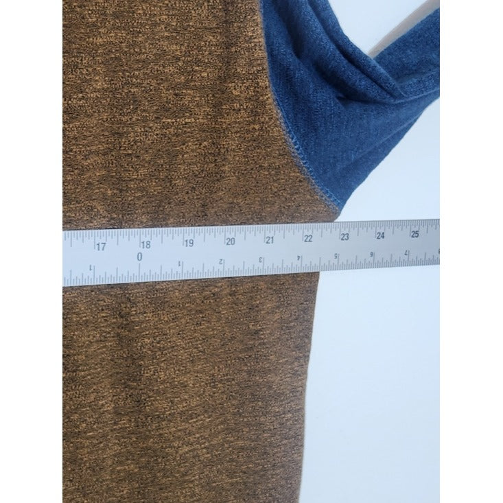 RedHead Two-tone Brown and Blue Raglan Sleeve Henley Shirt Size Large