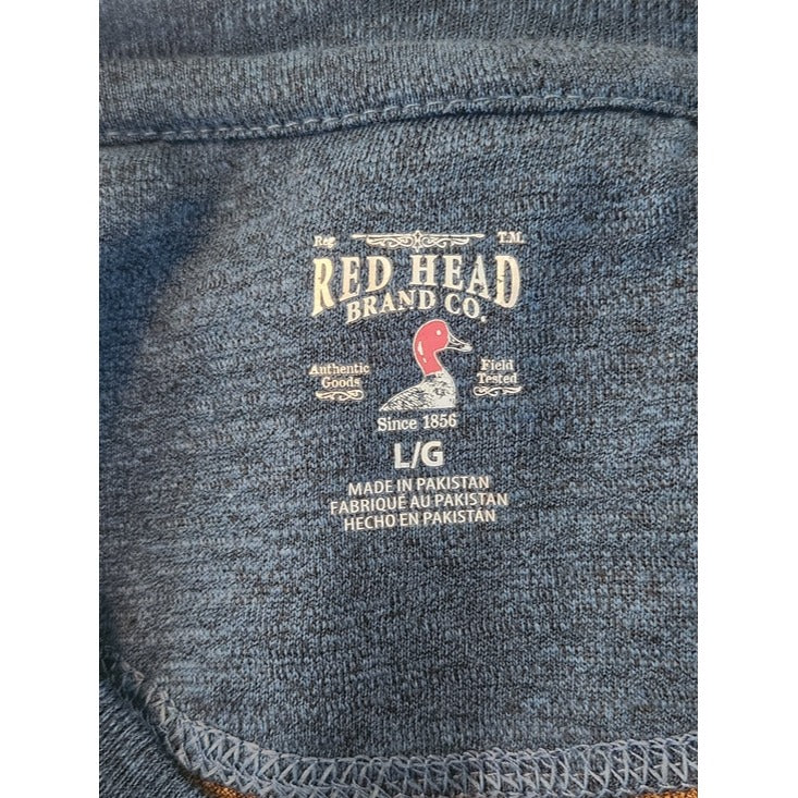 RedHead Two-tone Brown and Blue Raglan Sleeve Henley Shirt Size Large