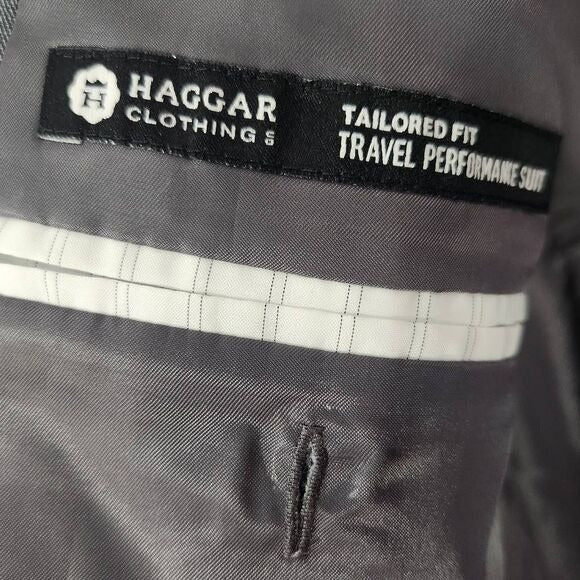 Haggar Gray Sport Coat Size 44L Men's Gray Blazer Gray Wedding Guest Jacket