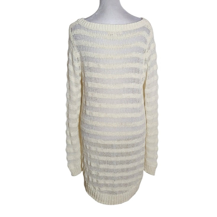Two by Vince Camuto Cream Open Weave Tunic Sweater Size Medium