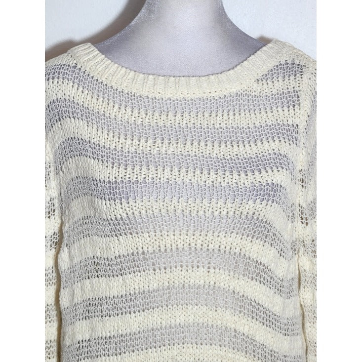 Two by Vince Camuto Cream Open Weave Tunic Sweater Size Medium