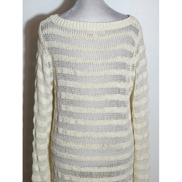 Two by Vince Camuto Cream Open Weave Tunic Sweater Size Medium