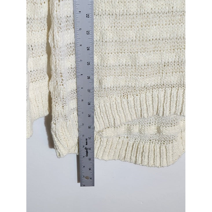 Two by Vince Camuto Cream Open Weave Tunic Sweater Size Medium