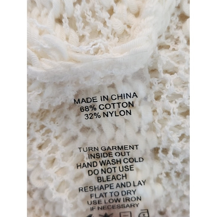 Two by Vince Camuto Cream Open Weave Tunic Sweater Size Medium