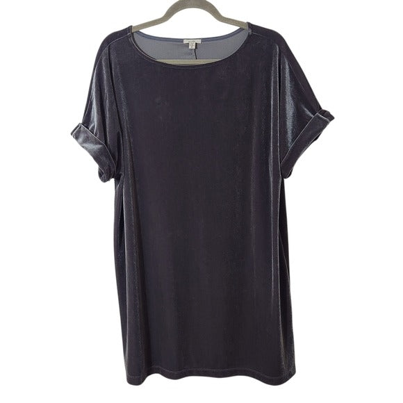Ecote Pewter Gray Velour Mini T-Shirt Dress Size Large