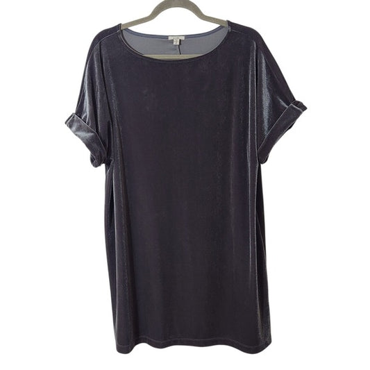 Ecote Pewter Gray Velour Mini T-Shirt Dress Size Large