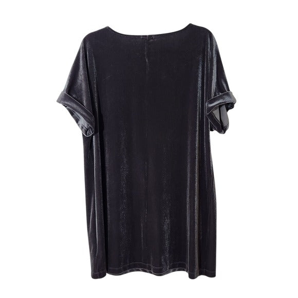 Ecote Pewter Gray Velour Mini T-Shirt Dress Size Large