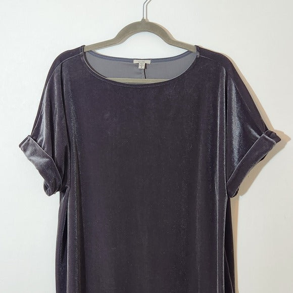 Ecote Pewter Gray Velour Mini T-Shirt Dress Size Large