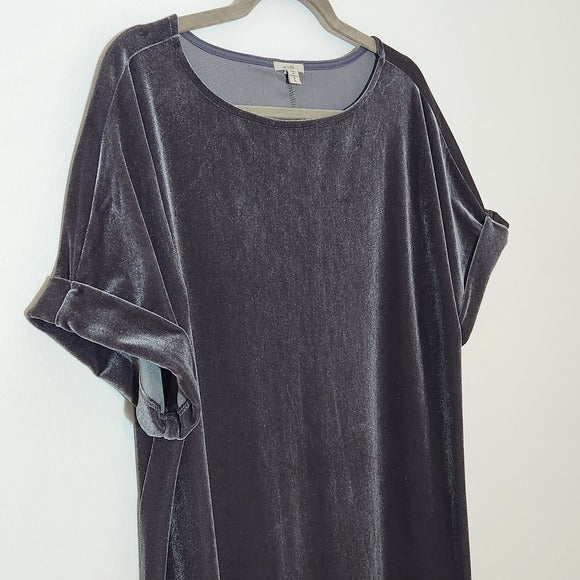 Ecote Pewter Gray Velour Mini T-Shirt Dress Size Large