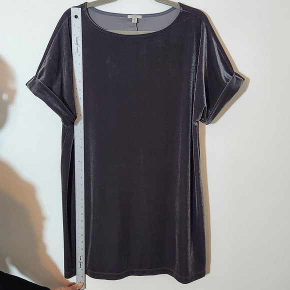 Ecote Pewter Gray Velour Mini T-Shirt Dress Size Large