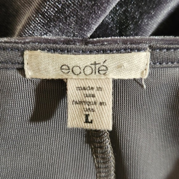 Ecote Pewter Gray Velour Mini T-Shirt Dress Size Large