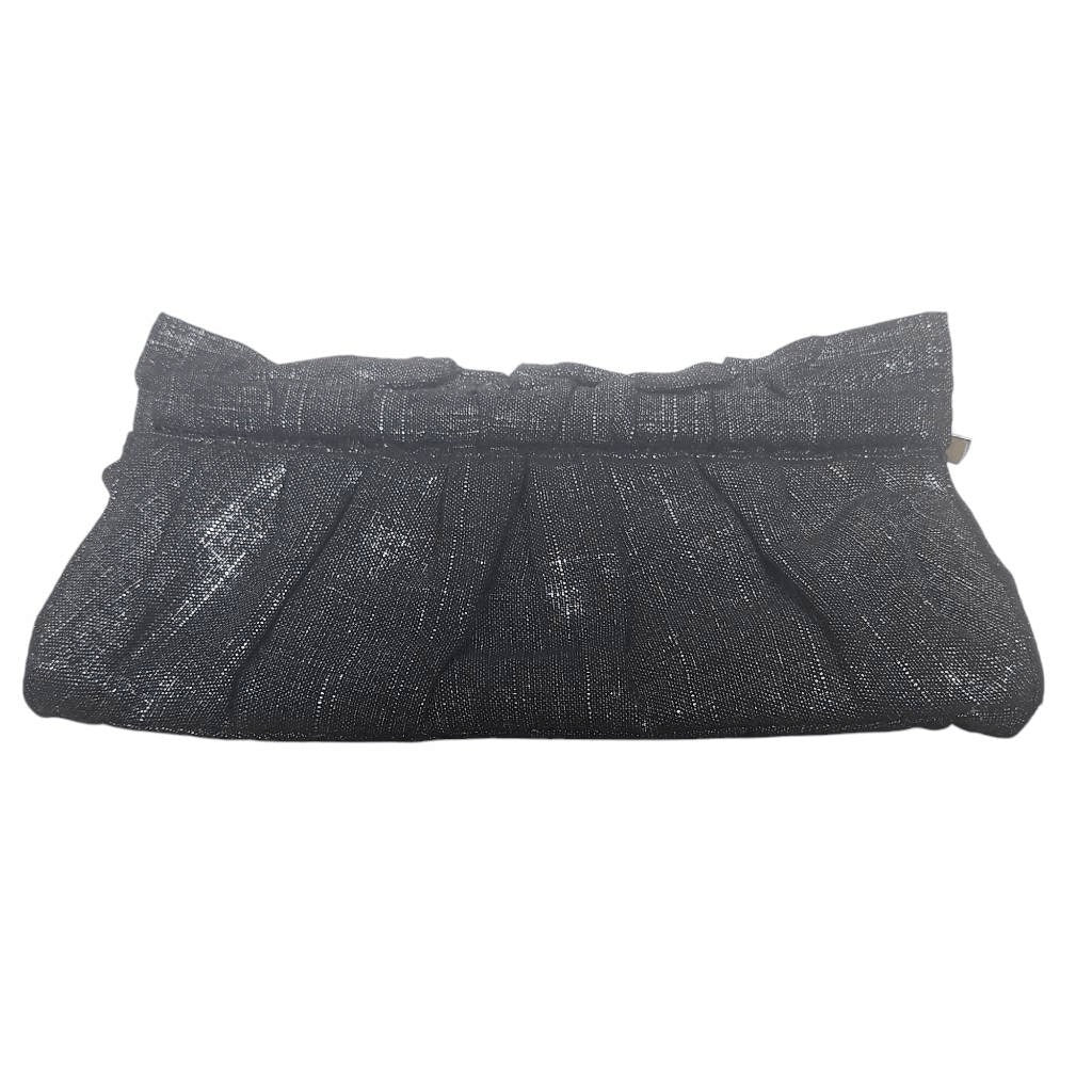 Express Black Clutch with Silver Metallic Thread Express Black Zip-Up Clutch Bag