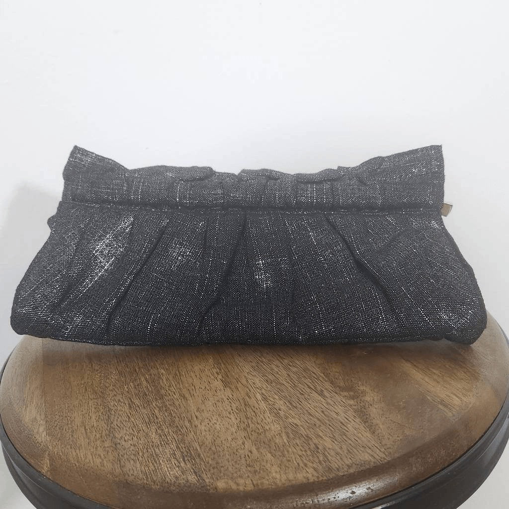 Express Black Clutch with Silver Metallic Thread Express Black Zip-Up Clutch Bag