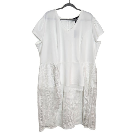 Ashley  Stewart White Peplum Top Size 26/28 NWT