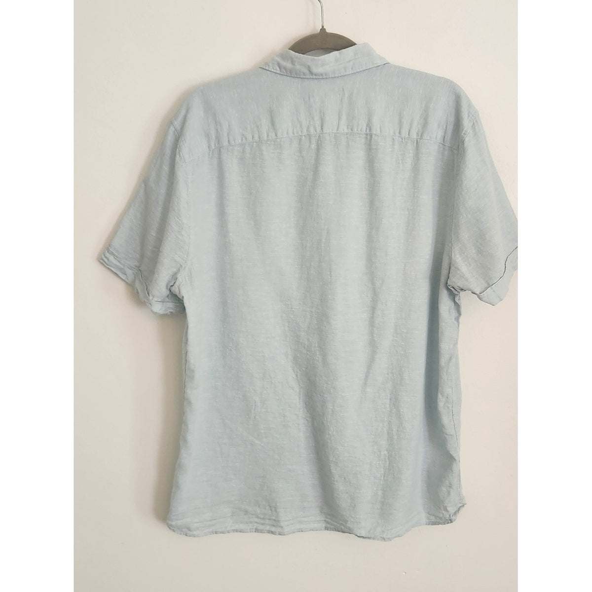 Perry Ellis Light Blue Linen Blend Short Sleeve Button Down Shirt Size Large