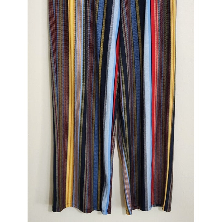 Melissa Paige Multicolor Striped Pull On Pants Size Petite Large