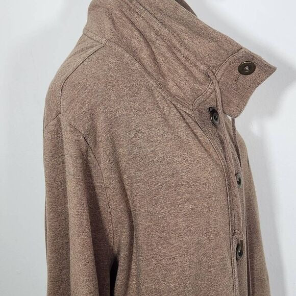 Ruby Rd. Brown Funnel Neck Button-Up Knit Jacket Sz XL Lightweight Brown Jacket