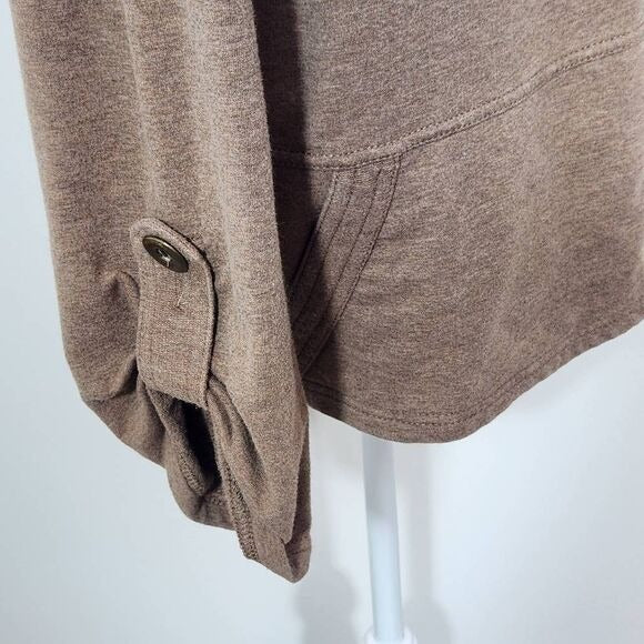 Ruby Rd. Brown Funnel Neck Button-Up Knit Jacket Sz XL Lightweight Brown Jacket