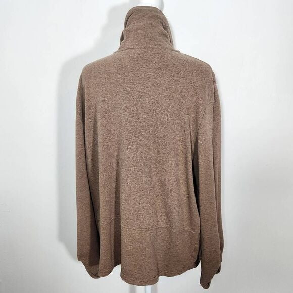 Ruby Rd. Brown Funnel Neck Button-Up Knit Jacket Sz XL Lightweight Brown Jacket