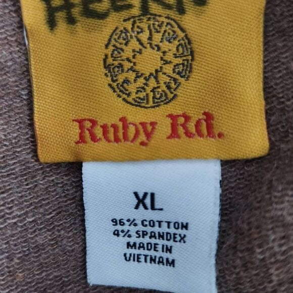 Ruby Rd. Brown Funnel Neck Button-Up Knit Jacket Sz XL Lightweight Brown Jacket