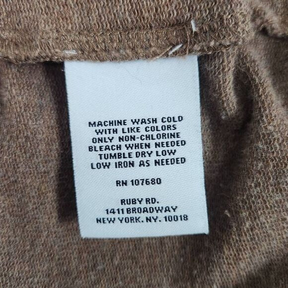 Ruby Rd. Brown Funnel Neck Button-Up Knit Jacket Sz XL Lightweight Brown Jacket