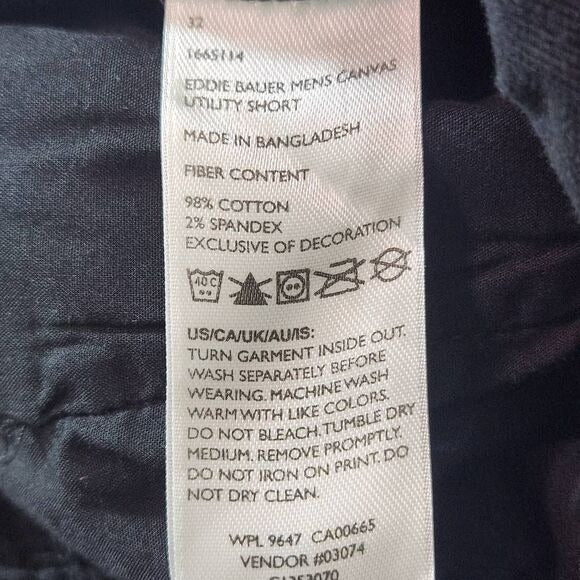 Eddie Bauer Black Carpenter Shorts Size 32 Black Men's Cargo Shorts